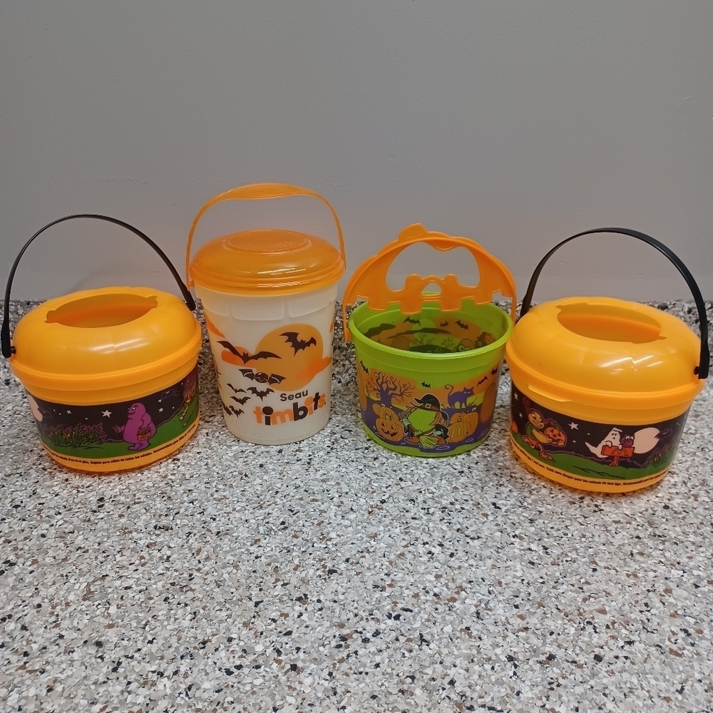 McDonald's 1986/2010 Halloween Boo Buckets & 2023 Tim Hortons Glow In The Dark